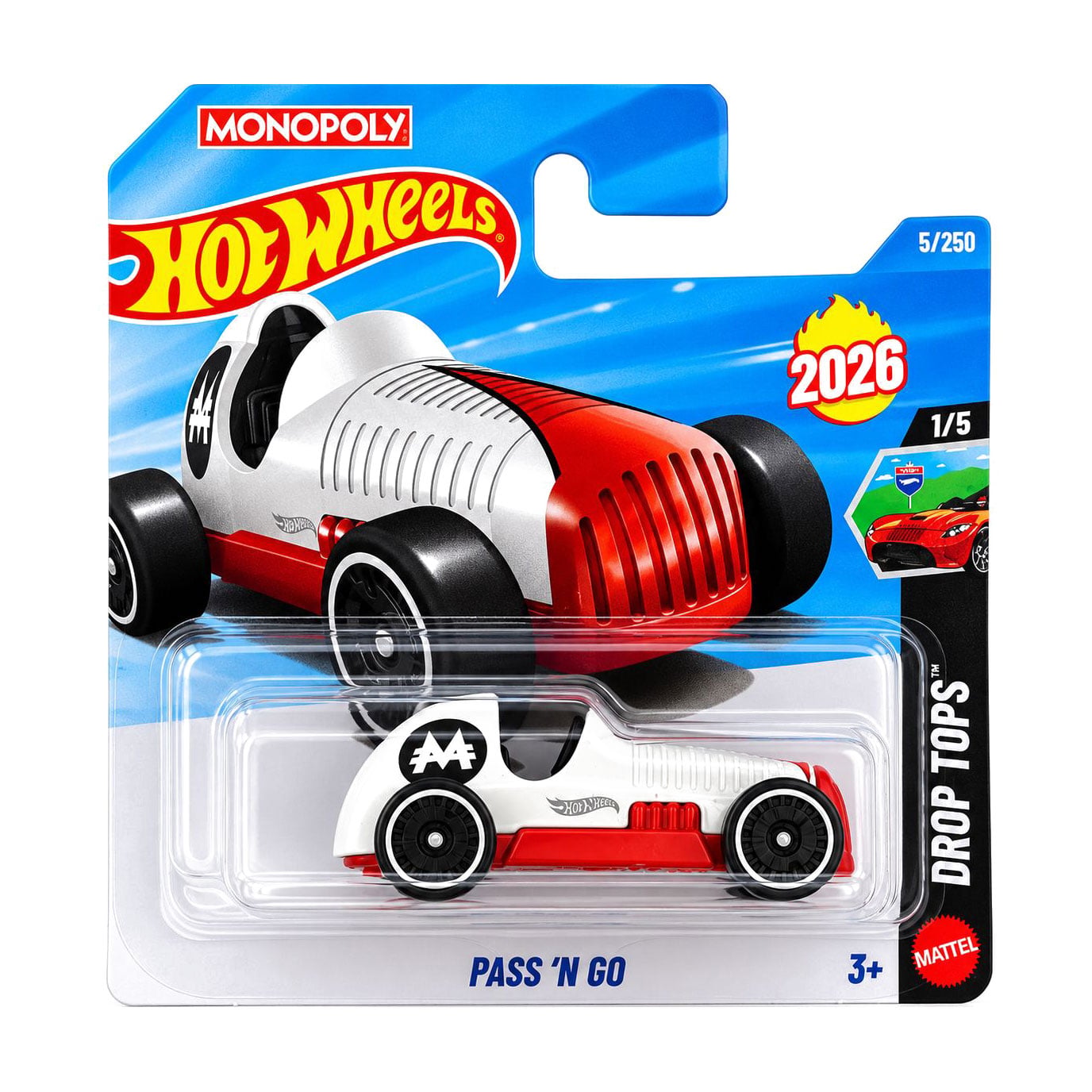 Базовий автомобіль Hot Wheels Pass 'N Go, біло-червоний, від 3 років, 11*3.5*11 см (5785)